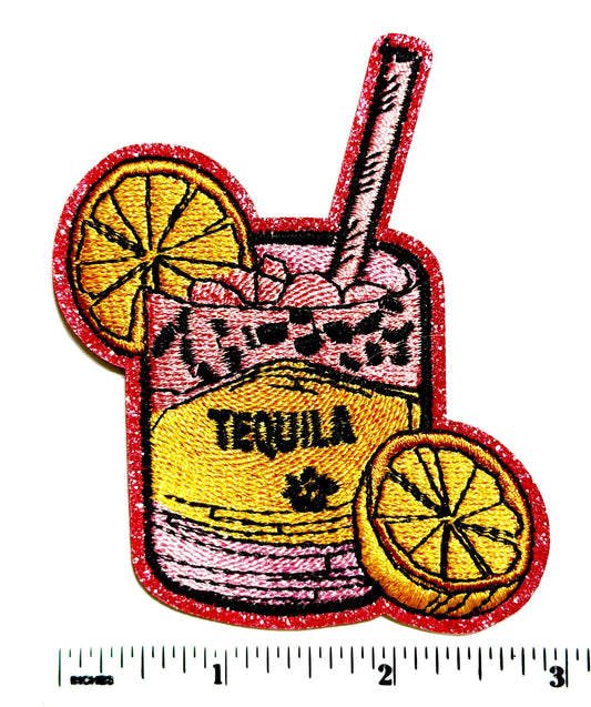 Tequila drink with lemons patch - Embroidered DIY Iron on patch