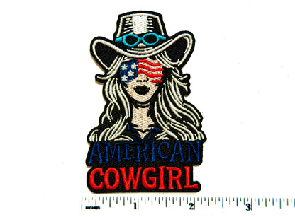 American Cowgirl patch - Embroidered Iron On Patch 3.25”