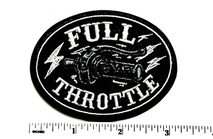 Full Throttle Biker patch with lightning bolts - Embroidered Iron On Patch 3”