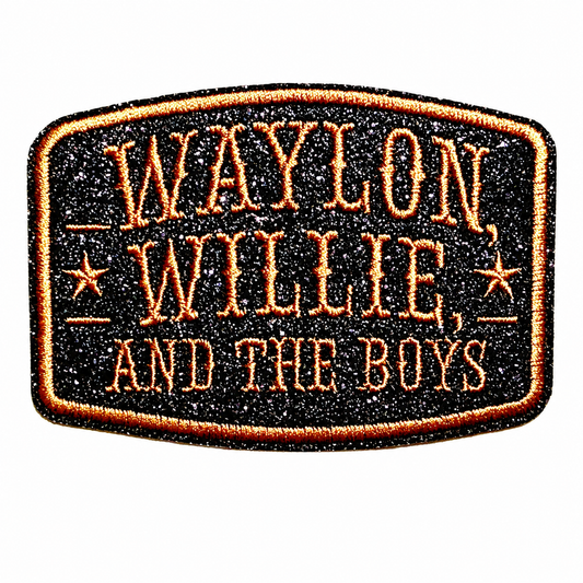 Waylon, Willie and the Boys - Embroidered Iron On Patch 3.5”