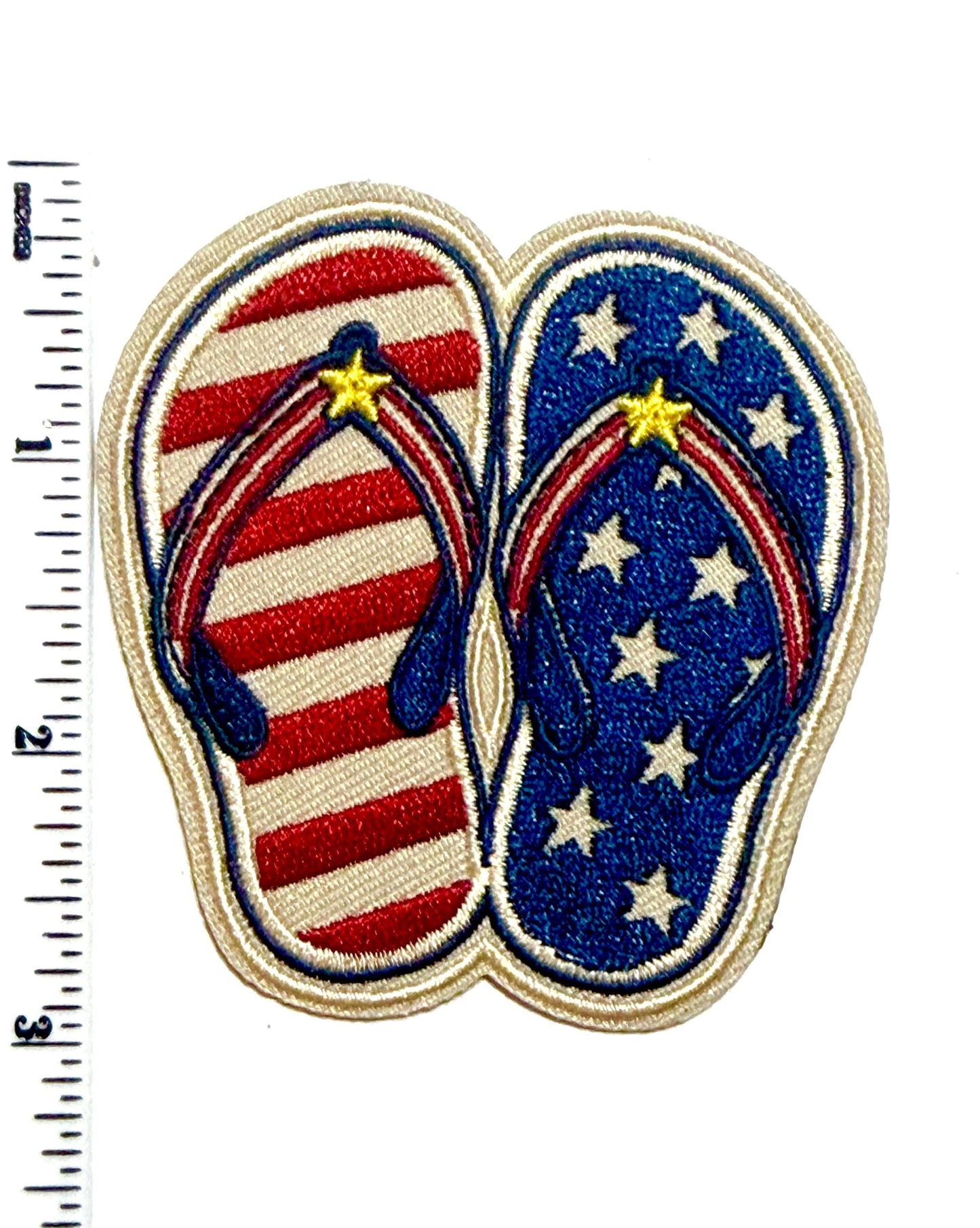 Patriotic Flip Flops Patch – Embroidered Iron-On (3")