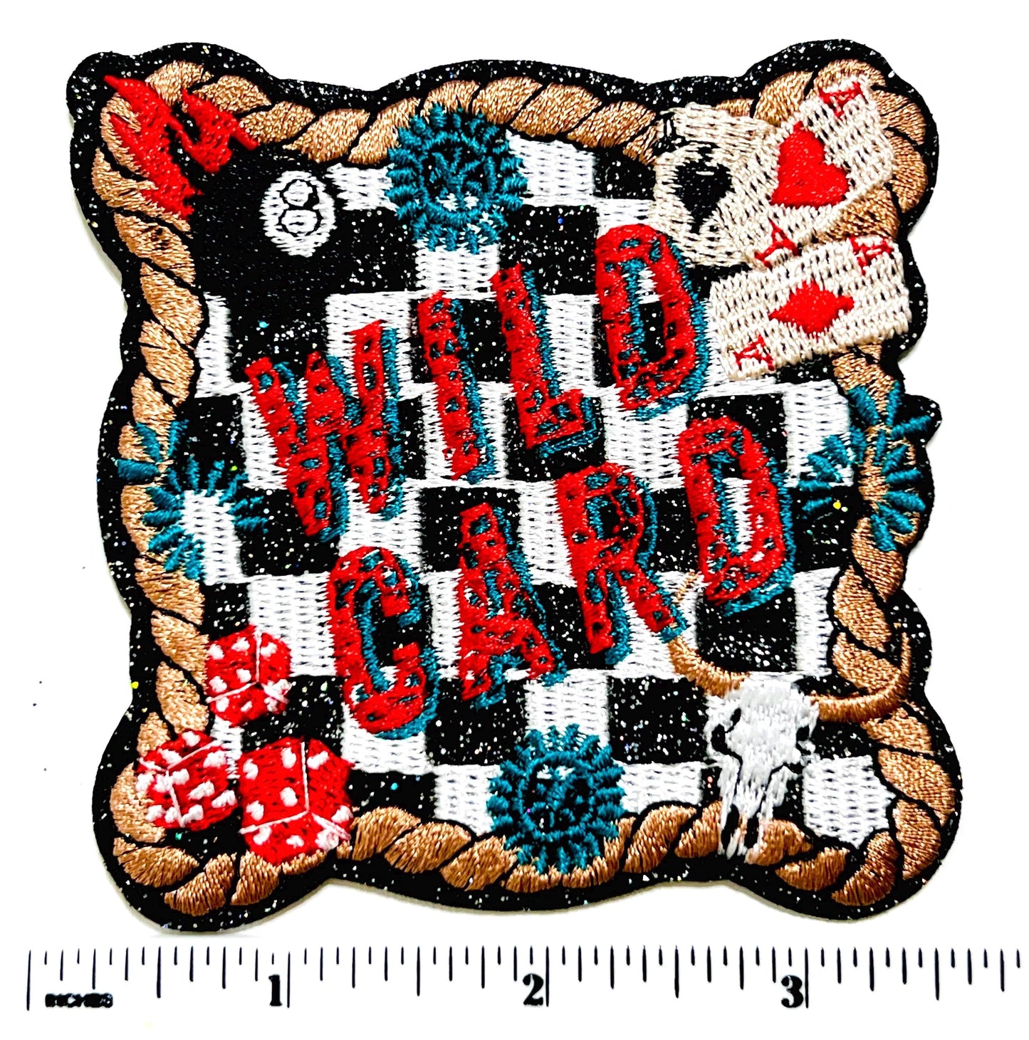 Wild card checkered poker  Embroidered Patch - Iron-On Applique