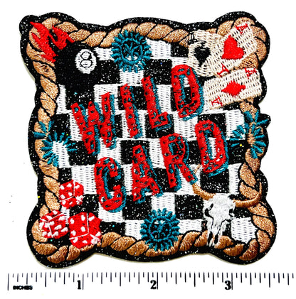 Wild card checkered poker  Embroidered Patch - Iron-On Applique