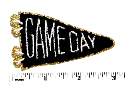 Game day pennant black and gold - Embroidered & Chenille Iron on patch 3”