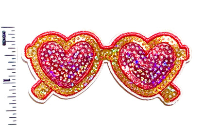 Sunglasses heart shaped lenses patch - Sequins Iron on patch