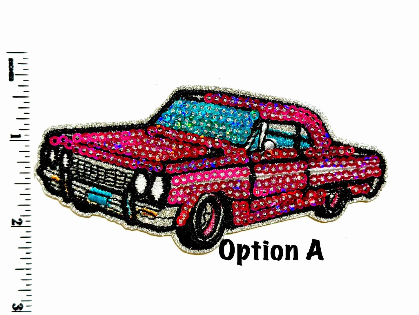 Lowrider Cars Sequins Iron On Patch - Sequins Iron On Patch