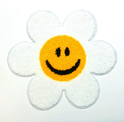 Daisy Smiley Face Patch - 9” Chenille
