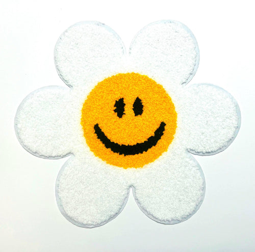 Daisy Smiley Face Patch - 9” Chenille