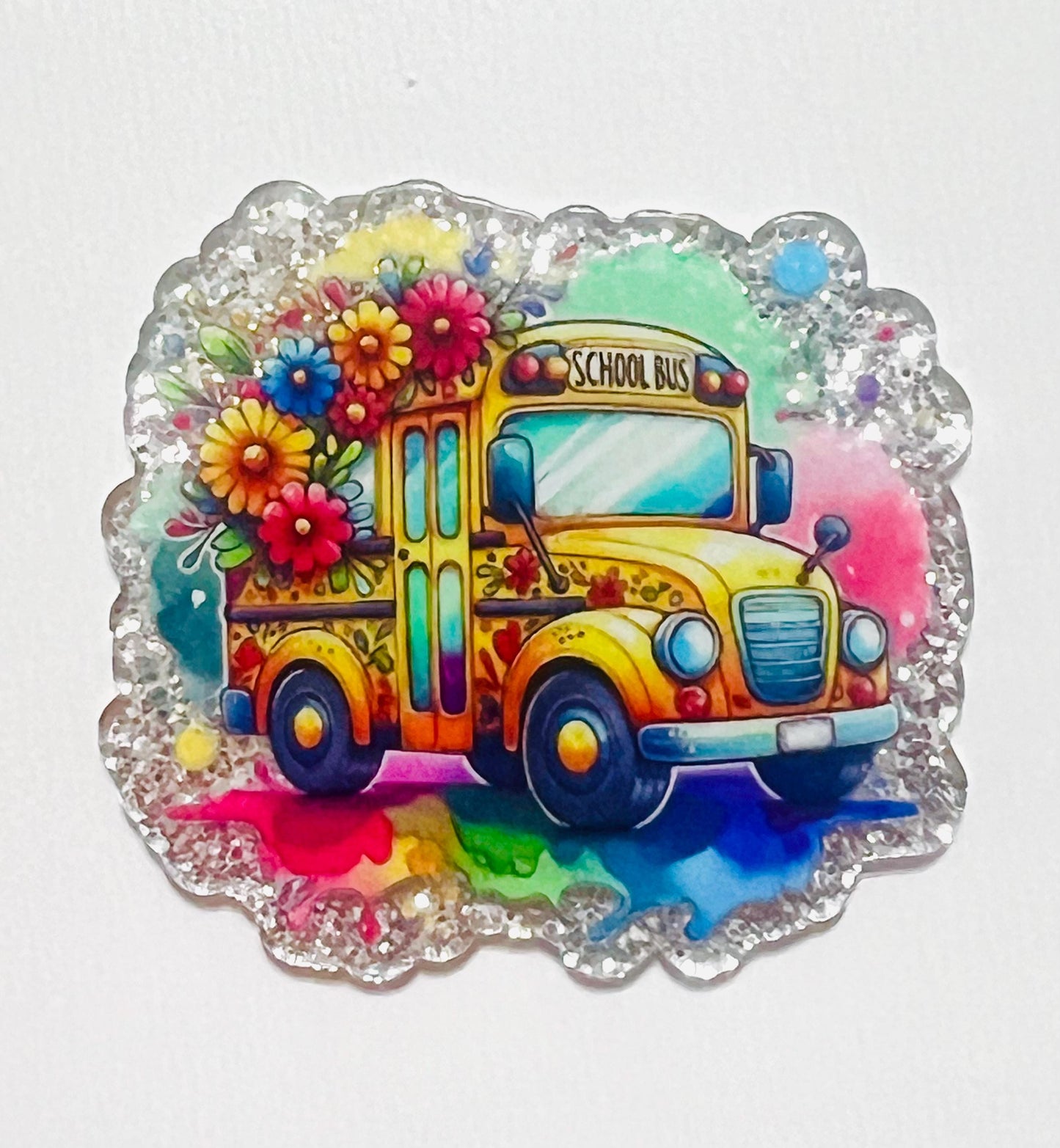 School Bus set of 3 flatback acrylics