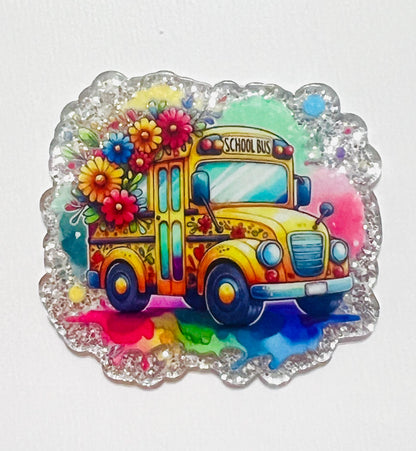 School Bus set of 3 flatback acrylics