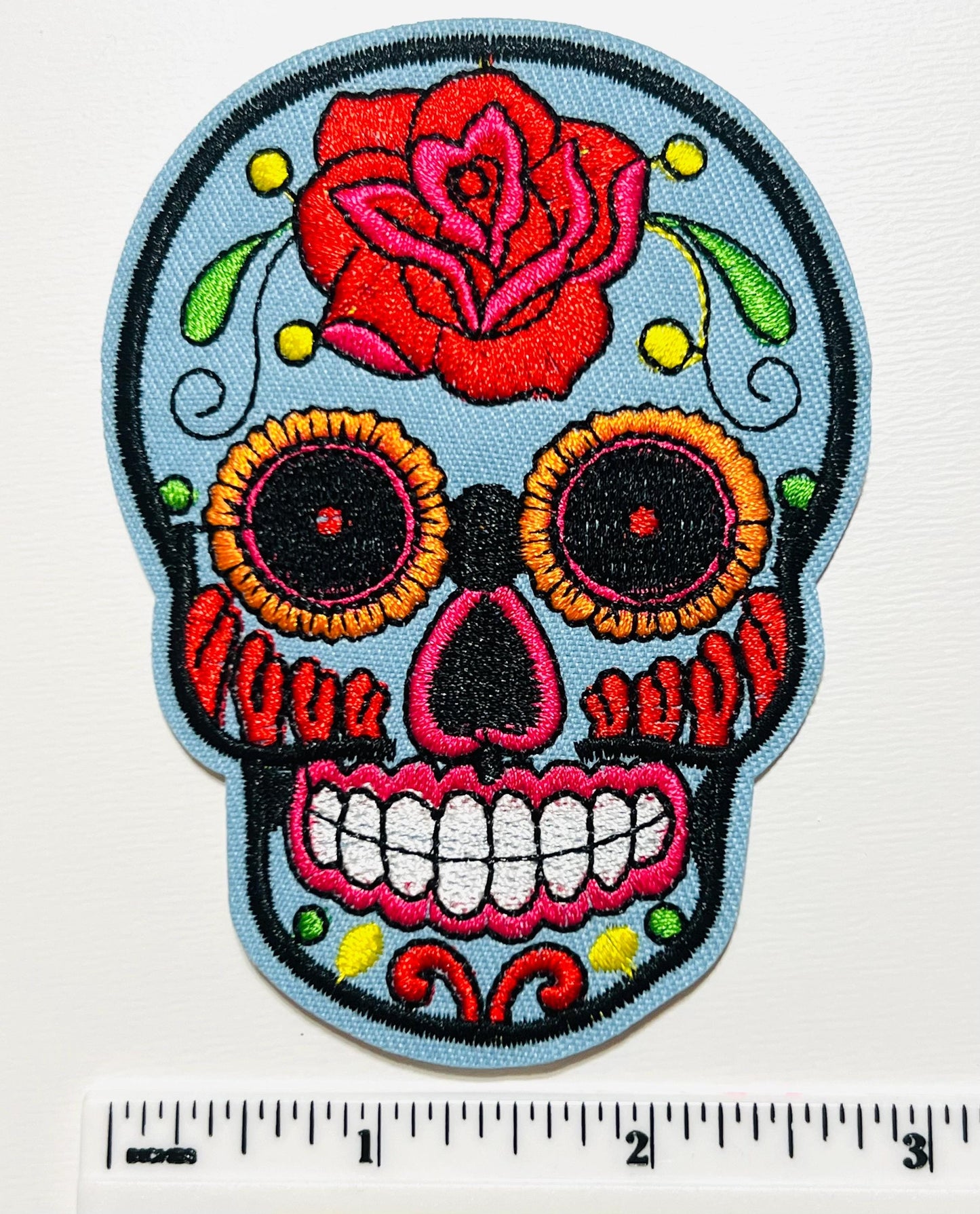 Sugar Skull - Embroidered Iron on patch