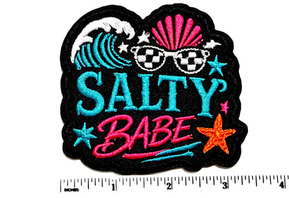 Salty Babe patch - Embroidered Iron On Patch 3.5”