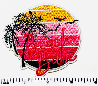 Beach babe Embroidered Iron On Patch 3.5”