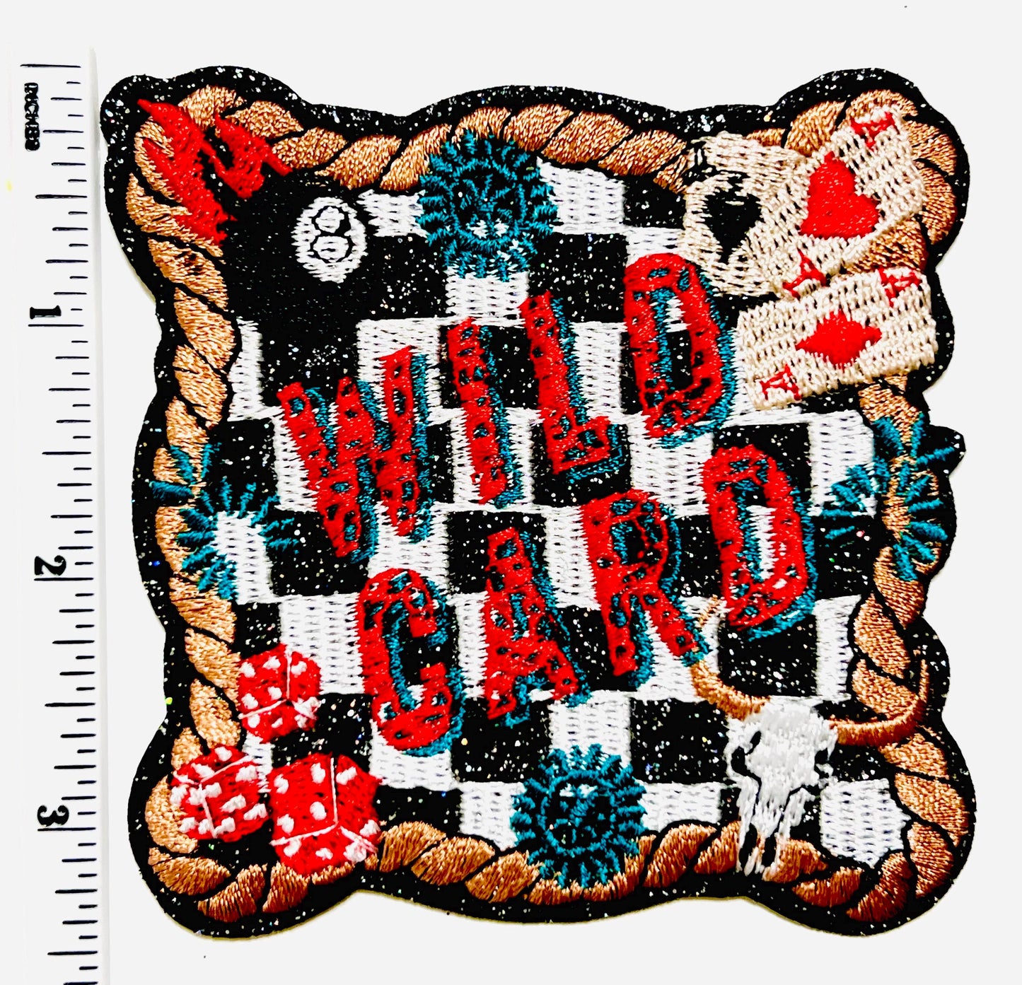 Wild card checkered poker  Embroidered Patch - Iron-On Applique