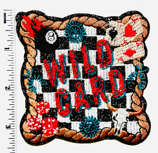 Wild card checkered poker  Embroidered Patch - Iron-On Applique