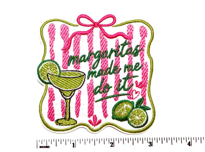 Margaritas made me do it striped patch - Embroidered Iron On Patch 3”