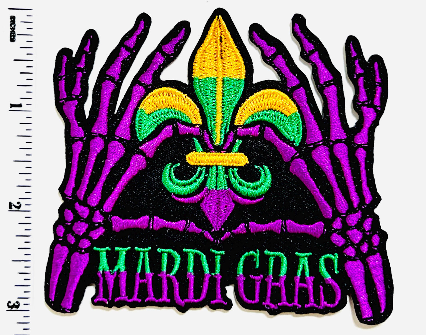 Mardi Gras skeleton hands & Fleur de lis 3.5”