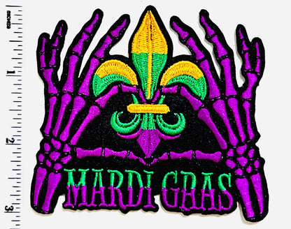 Mardi Gras skeleton hands & Fleur de lis 3.5”