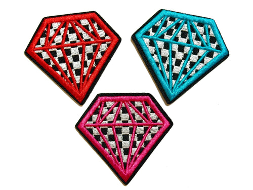 Checkered Diamond patches - Embroidered DIY Iron on patches 2.5”