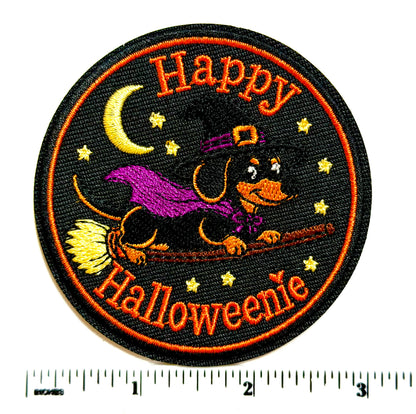 Happy Halloweenie patch - Embroidered Iron on patch 3”