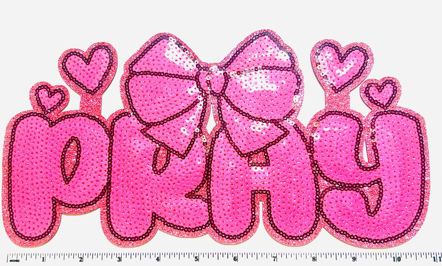 Pray with heart and bow - Sequins Iron on patch