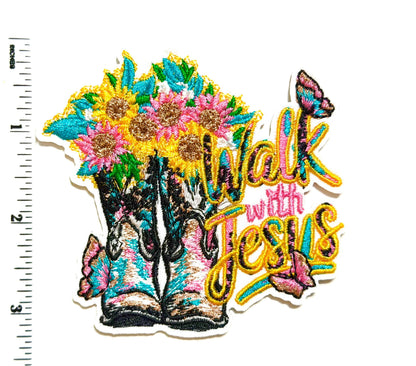 Walk with Jesus patch  - Embroidered DIY Iron on patch