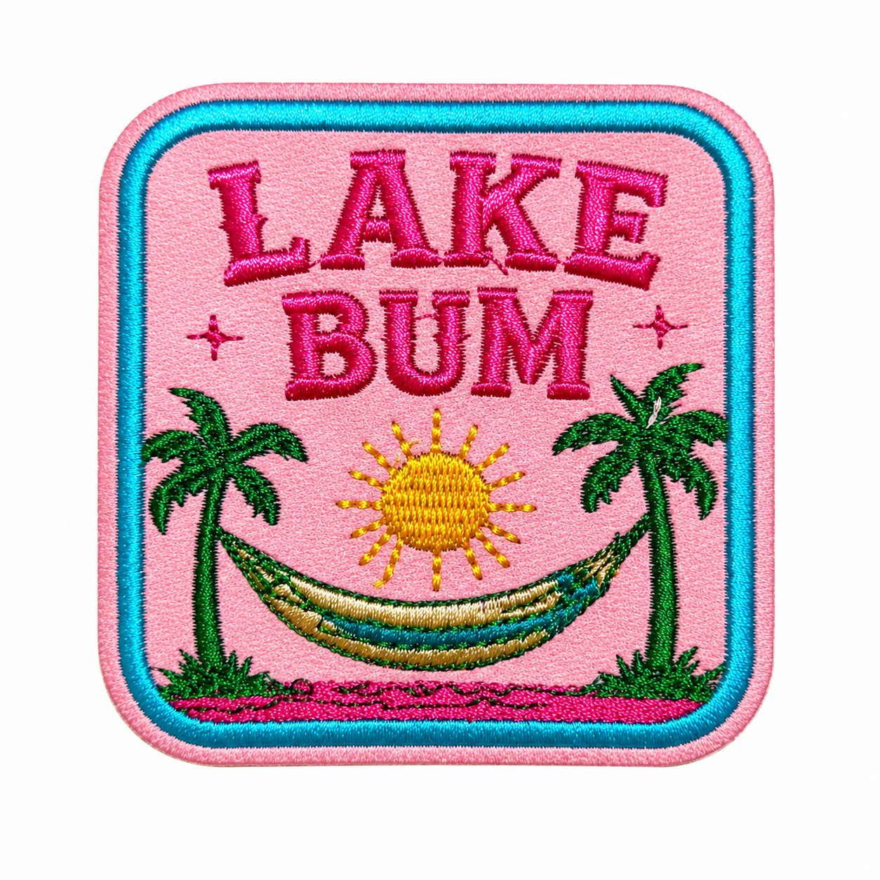 Lake Bum leatherette patch- Embroidered DIY Iron on patch 3.25”