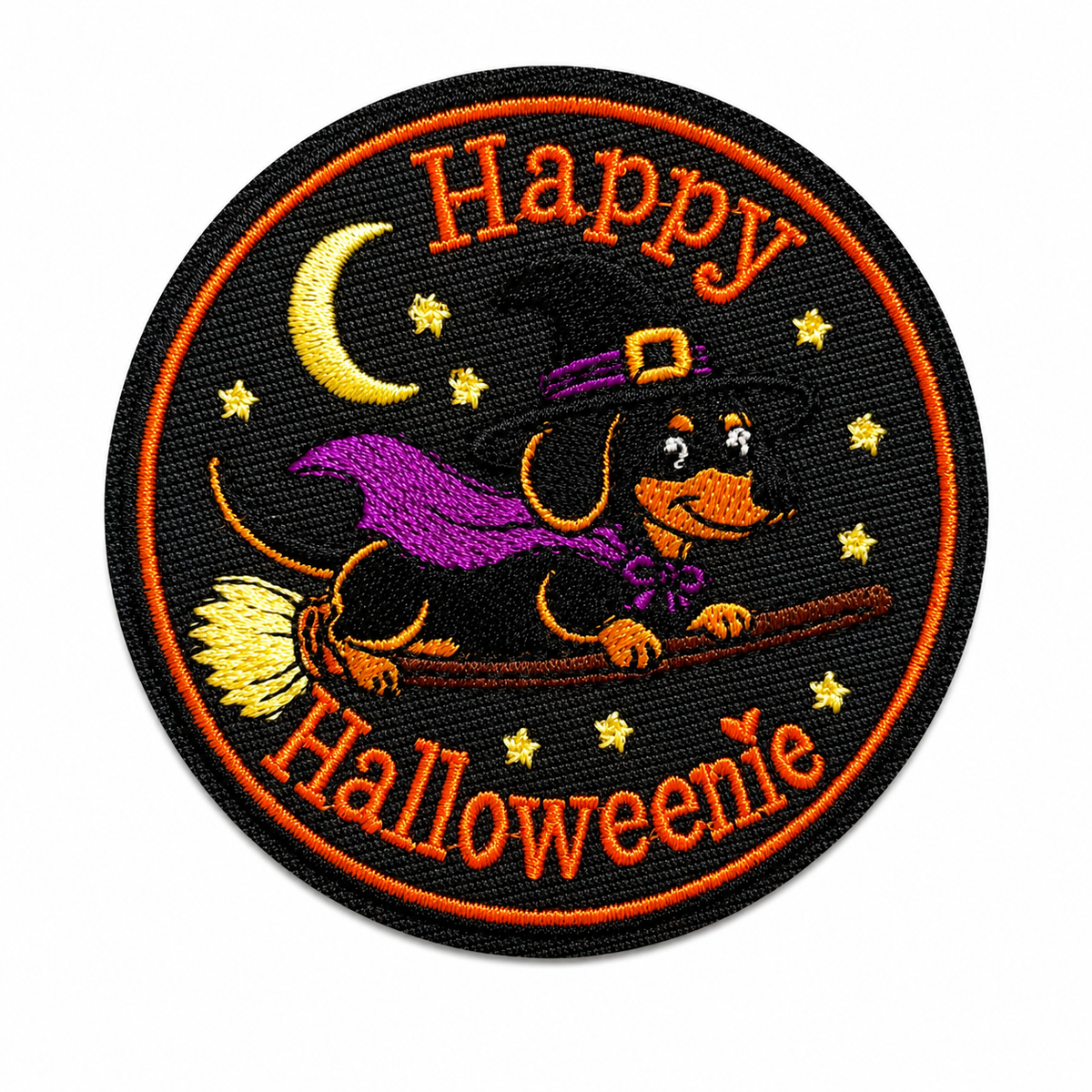 Happy Halloweenie patch - Embroidered Iron on patch 3”
