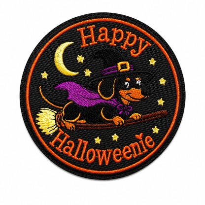 Happy Halloweenie patch - Embroidered Iron on patch 3”