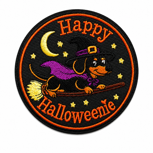 Happy Halloweenie patch - Embroidered Iron on patch 3”