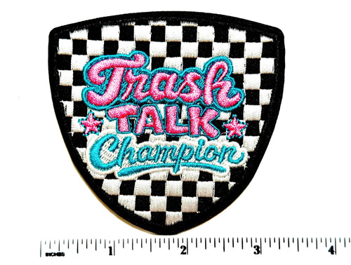 Trash Talk Champion checkered - Embroidered iron on patch of 3.5”