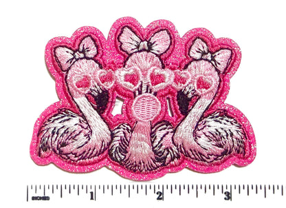 Pink flamingo trio blowing bubble 3.25