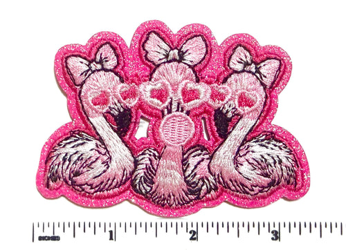 Pink flamingo trio blowing bubble 3.25