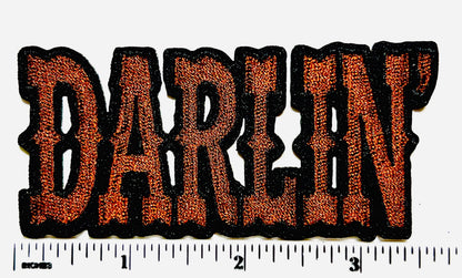 Darlin’ in turquoise, brown & pink - Embroidered Iron on patches 2.5”