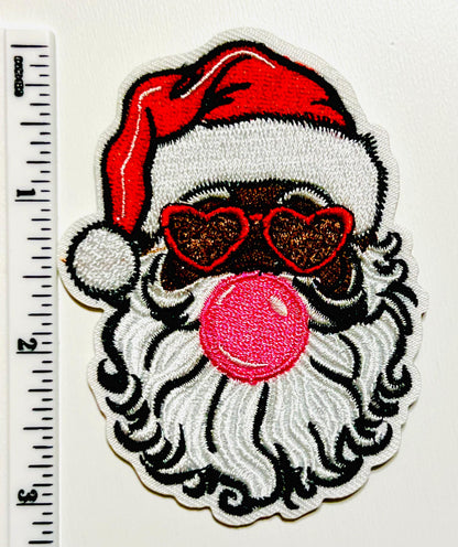 Black santa with bubbegum patch - Embroidered Iron on patch