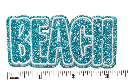 Glitter Beach patches - Embroidered Iron On Patch with silver glitter 3” (Copy)