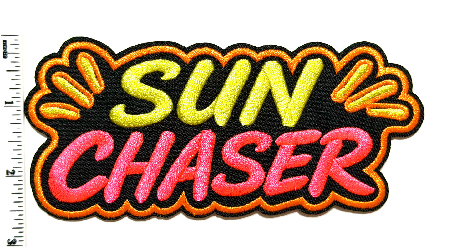 Sun Chaser neon patch - Embroidered Iron On Patch 5.5”
