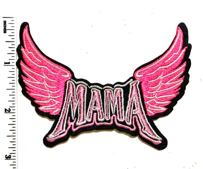 Mama Wings patch - Embroidered Iron On Patch with Glitter 4”