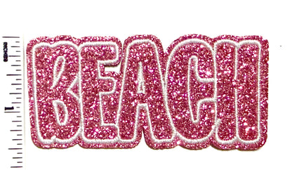 Glitter Beach patches - Embroidered Iron On Patch with silver glitter 3” (Copy)