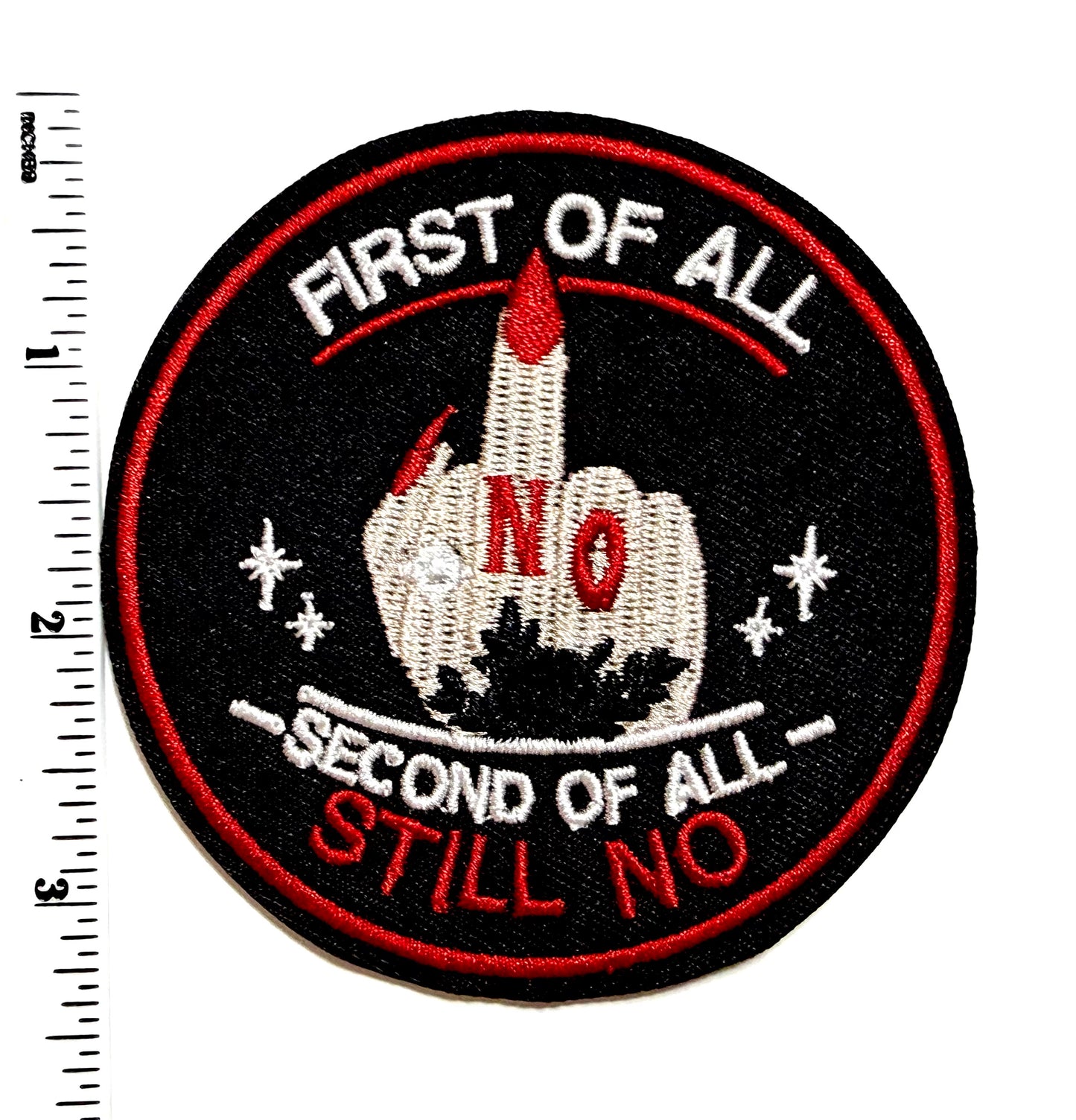 First of all No middle finger patch - Embroidered Iron on patch 3”
