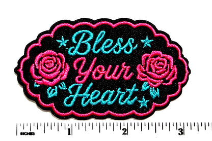 Bless Your Heart patch - Embroidered Iron On Patch 3”