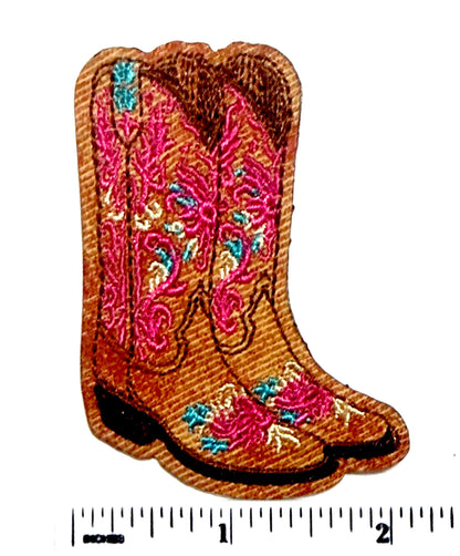 Cowgirl boots patch - Embroidered leatherette DIY Iron On Patch 2.75”