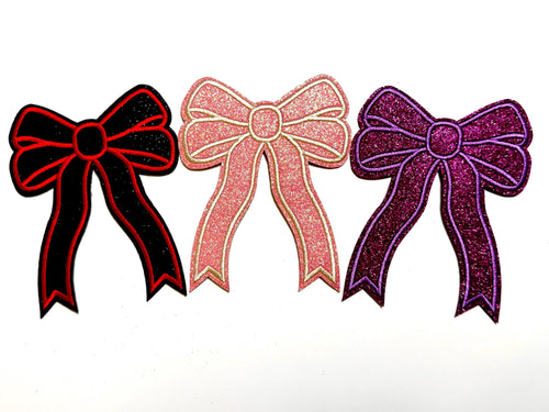 Bows with ribbon patch - Embroidered & Glitter Iron on patches