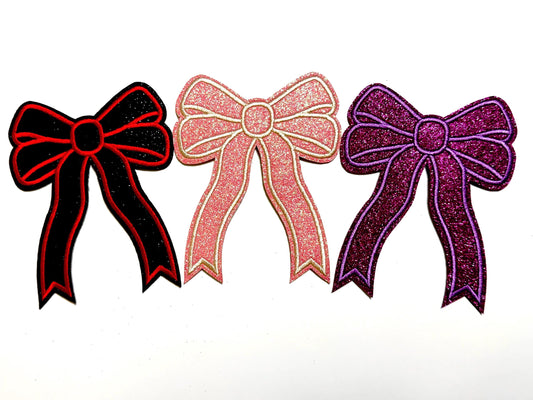 Bows with ribbon patch - Embroidered & Glitter Iron on patches
