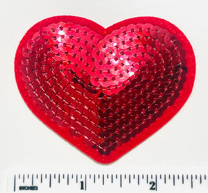 Red Sequins Heart patch 2.5” - Iron on Patch