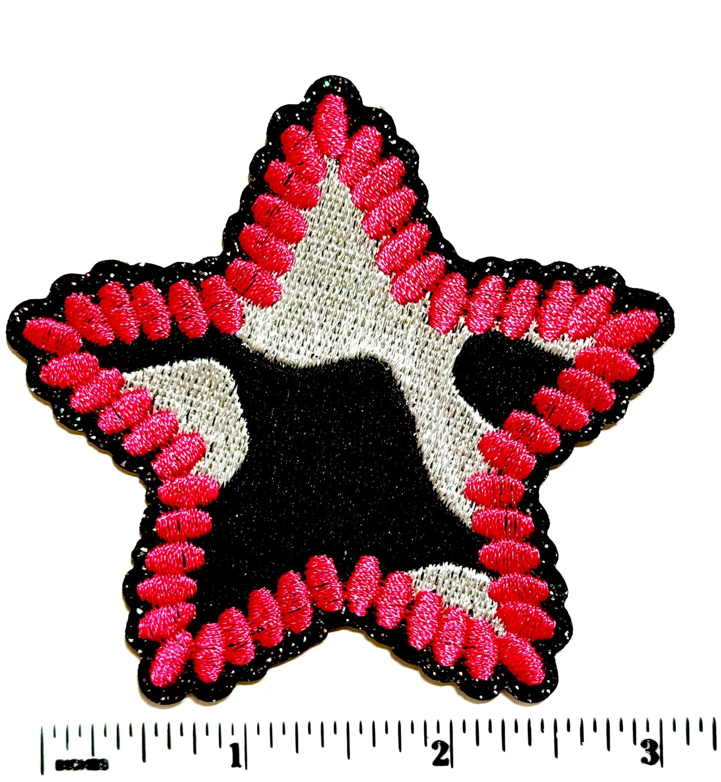 Cow print & Hot Pink Patches - lightning bolt, star - Embroidered Iron-On patches