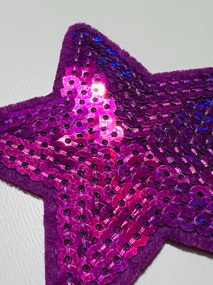 Purple Star Sequin Patch – Iron-On DIY Applique (3.5")