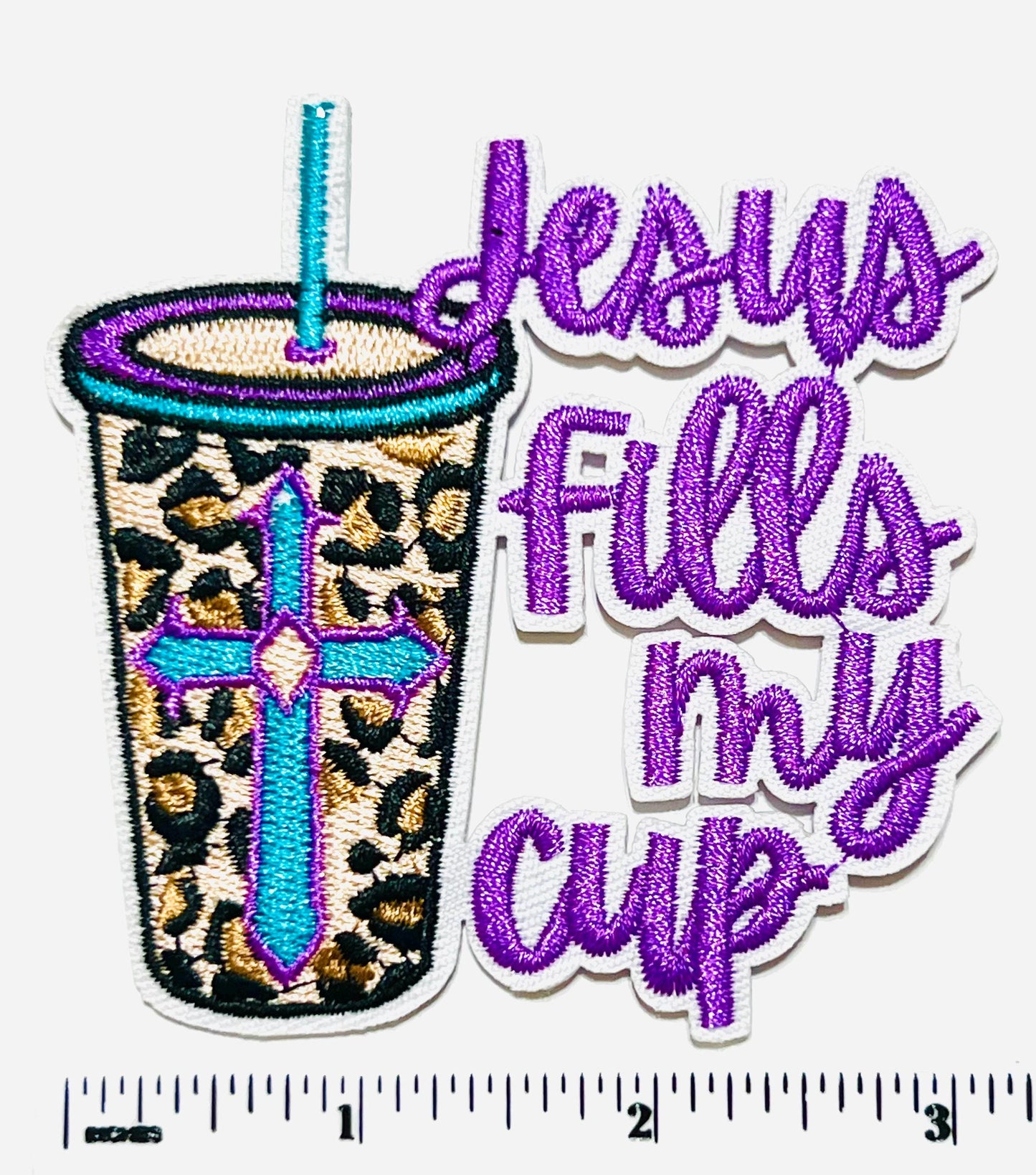 Jesus fills my cup DIY patch- Embroidered Iron on patch