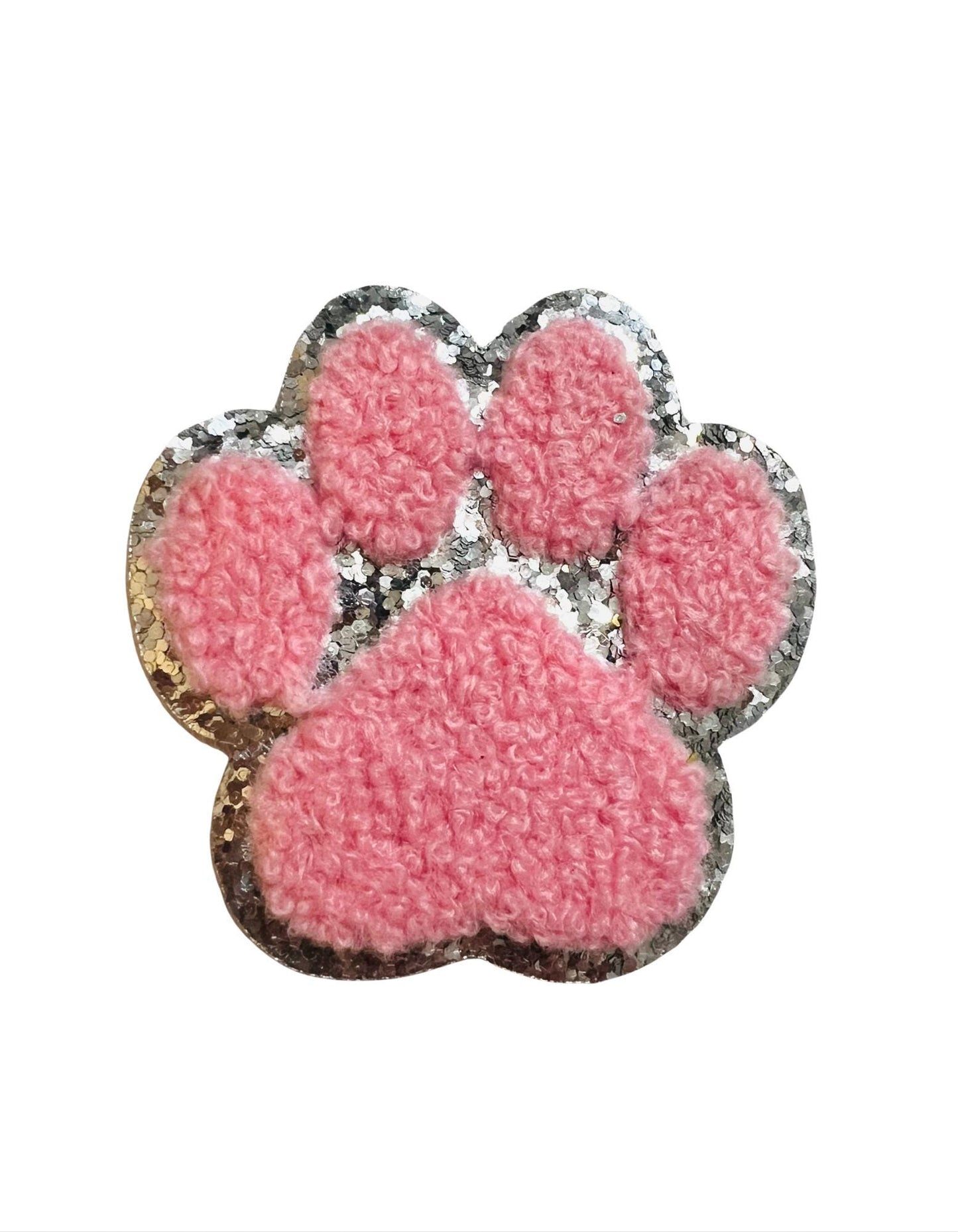 Paw Print - Chenille & Glitter iron on patch