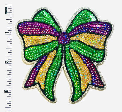 Mardi Gras Sequin Bow 3.5”
